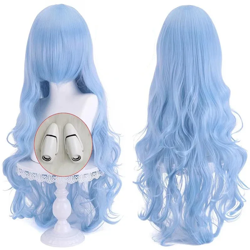 Anime Ayanami Rei Cosplay Wig Anime EVA Long Cyan Blue Curly Hair Heat Resistant Halloween Party Wigs