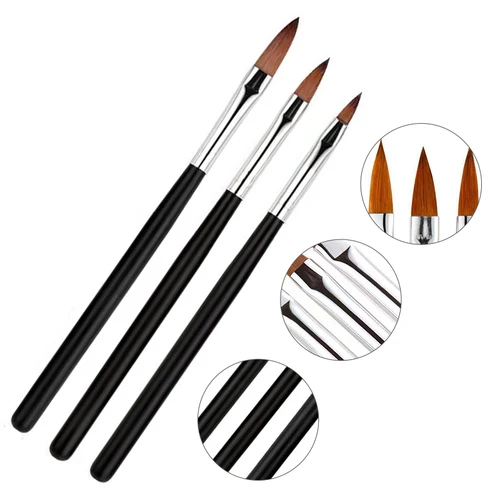 Juego de pinceles acrílicos para uñas, pluma constructora de extensión de Arte de uñas, herramientas de pintura de dibujo de línea ultrafina, accesorios de manicura DIY, 3 unids/set