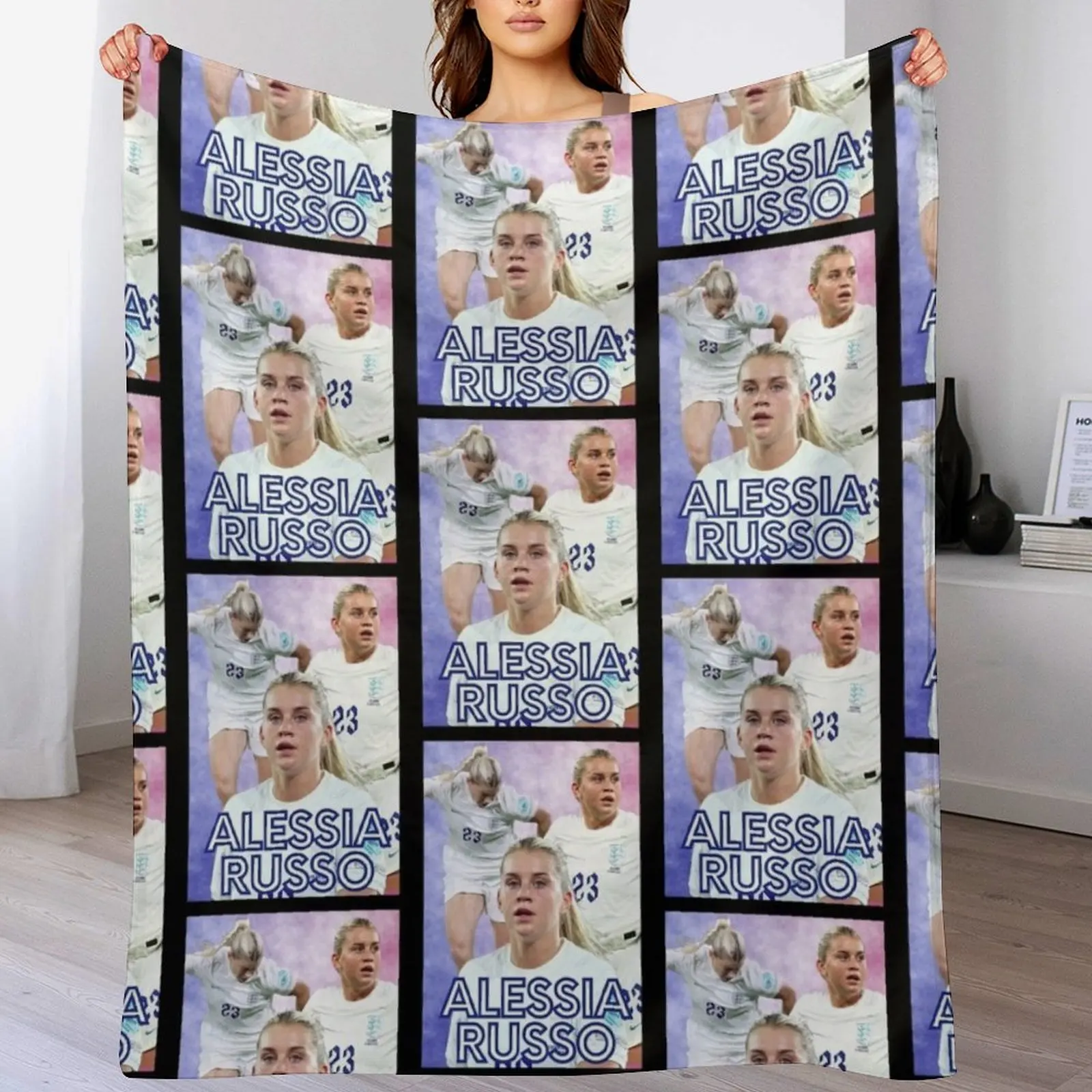 Alessia Russo number 23 England football Home Throw Blanket Faux Fur Soft Warm Blanket for Bed