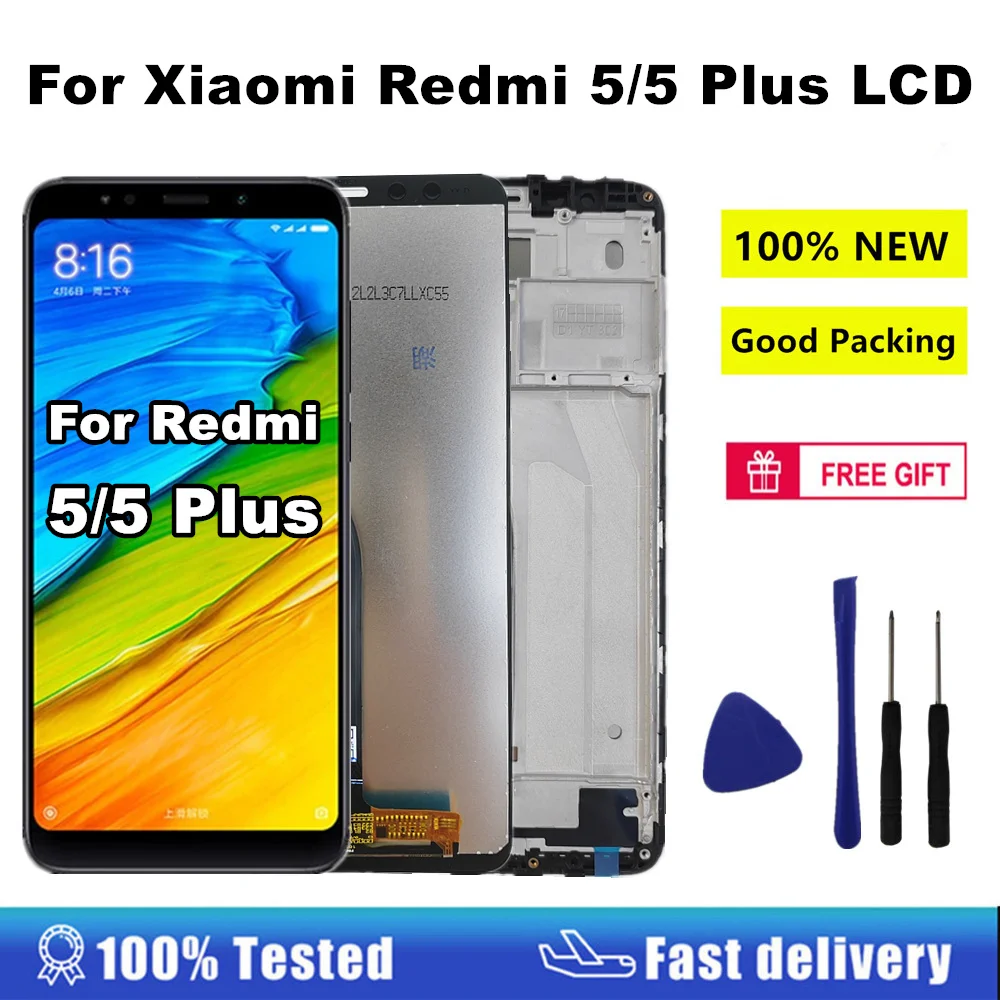 ЖК-дисплей pantalla для Xiaomi Redmi 5, ЖК-дисплей, преобразователь сенсорного экрана в сборе для Redmi 5 Plus, ЖК-дисплей с рамкой MDG1 MDI1 MEG7 MEI7