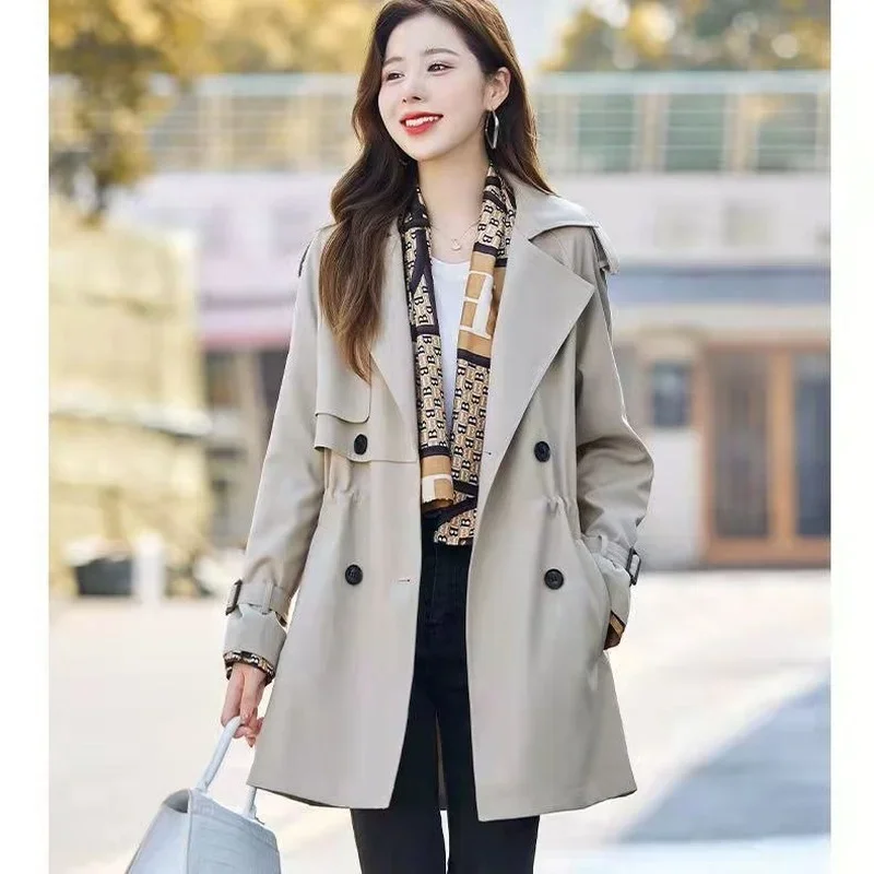 Jackets  Trench Coat for Women Clothes  Women Fashion Outerwear French Style Turn Down Collar Solid Spring and Autumn