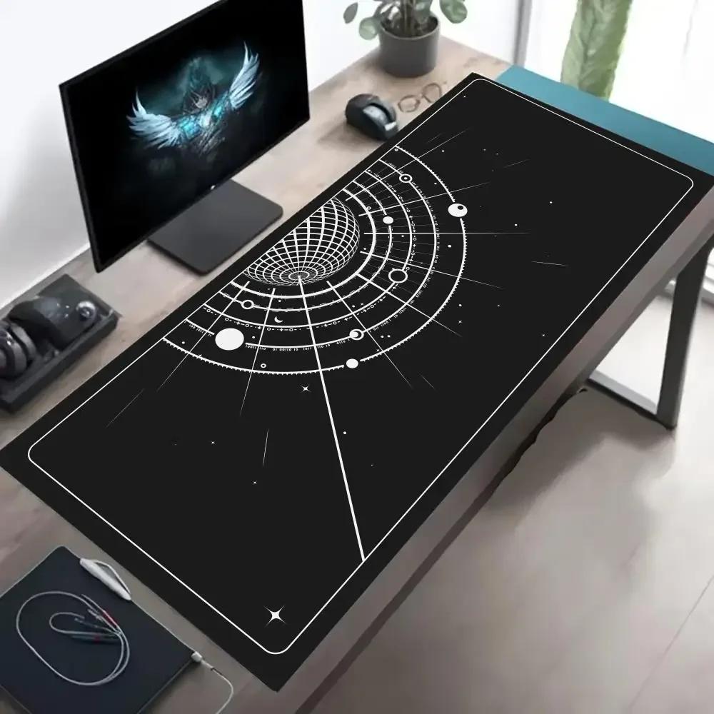 Tappetino per mouse artistico a semicerchio Tappetino per mouse grande da gioco antiscivolo con bordo cucito Accessorio da scrivania Tappetino per mouse estetico XXL Tappetino per tablet per laptop Tappetino per PC