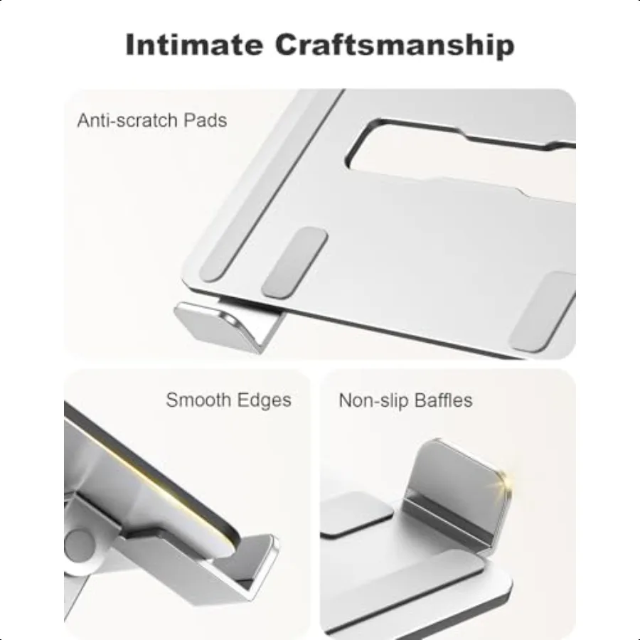 Suporte ergonômico para laptop, porta dualbar, altura ajustável, suporte riser para mesa, ventilado, computador portátil, notebook