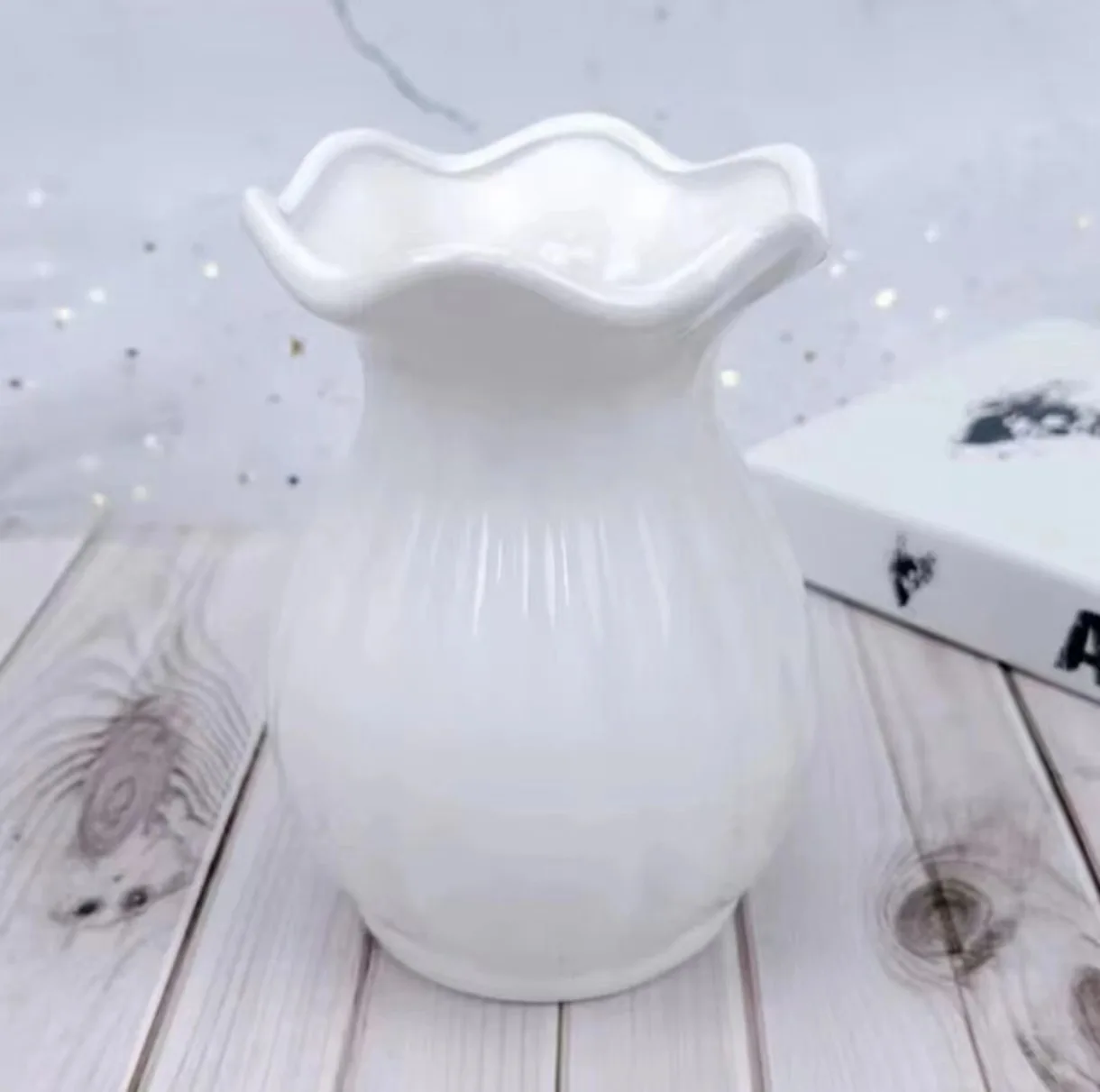 Crystal Rose Ceramic Vase Lotus Leaf Edge White Handmade Flower Pumpkin Durian Skirt Origami