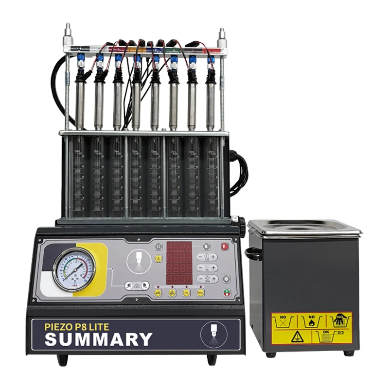 Summary P8 Lite Piezoelectic Injector Cleaner for Motorcycle GDI 8 Cylinders Fuel Injector Ultrasonic Cleaning Machine