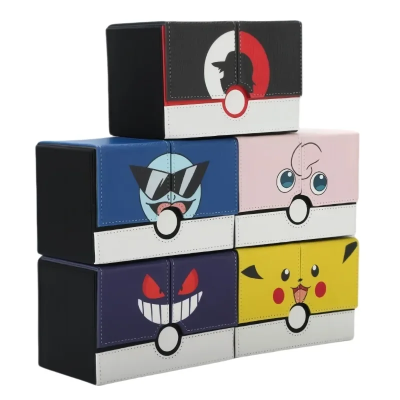 

Pokemon PTCG Gengar Squirtle Jigglypuff Ash Ketchum Self Made Leather Card Box Anime Classics Game Collection Cards Toy Gift