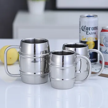 500/450ml Double Stainless Steel Beer Cup Outdoor Camping Western Coffee Cup With Handle…