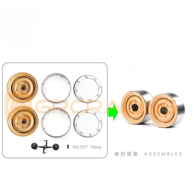 1.9 Inch Heavy & Old-fashioned Metal Wheel Rim Camel-yellow #G01 G02 G03 For 1/10 RC TRX4 SCX10  RC4WD #G130ABC