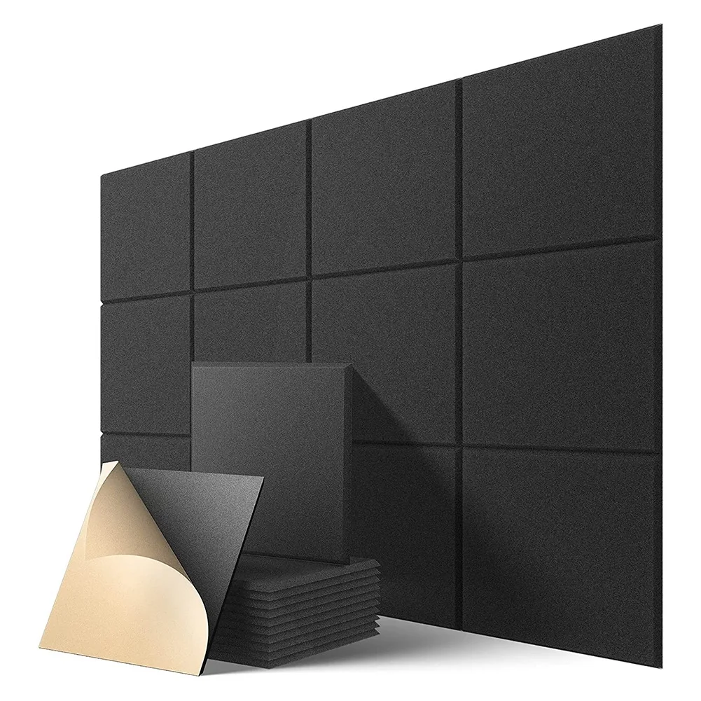 

Self-Adhesive Acoustic Panels 12 Pack12 x 12 x 0.4 inch Sound Proof PaddingSound Absorbing Panel for Home Black