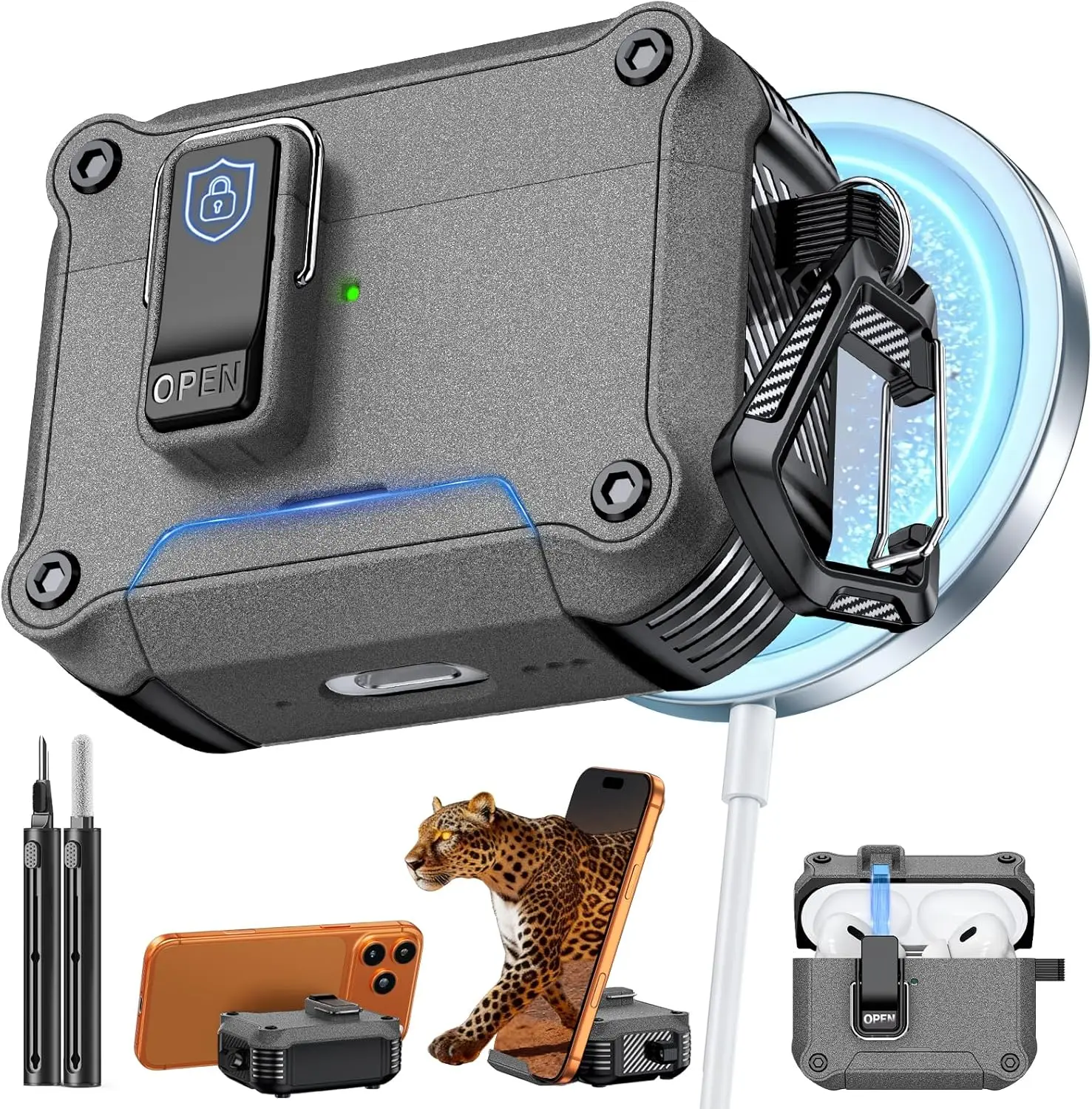  For AirPods Pro 3 2025 Case Sand Stone Lock Cover Compatible with MagSafe Automatic Switch Cases for Airpods 4/4ANC/Pro/Pro3