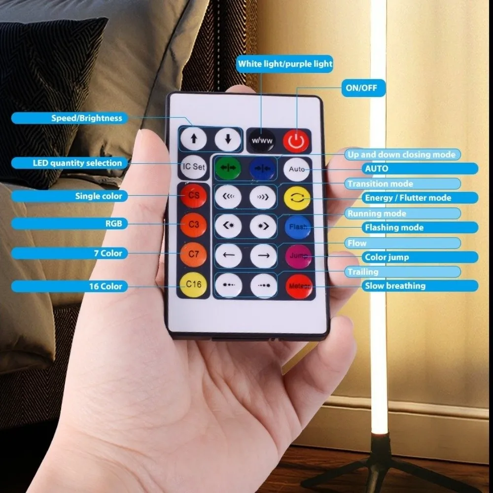

5 В USB Power RGB Торшер Мобильное приложение Управление изменением цвета Угловой торшер Мягкое освещение Торшер с регулируемой яркостью
