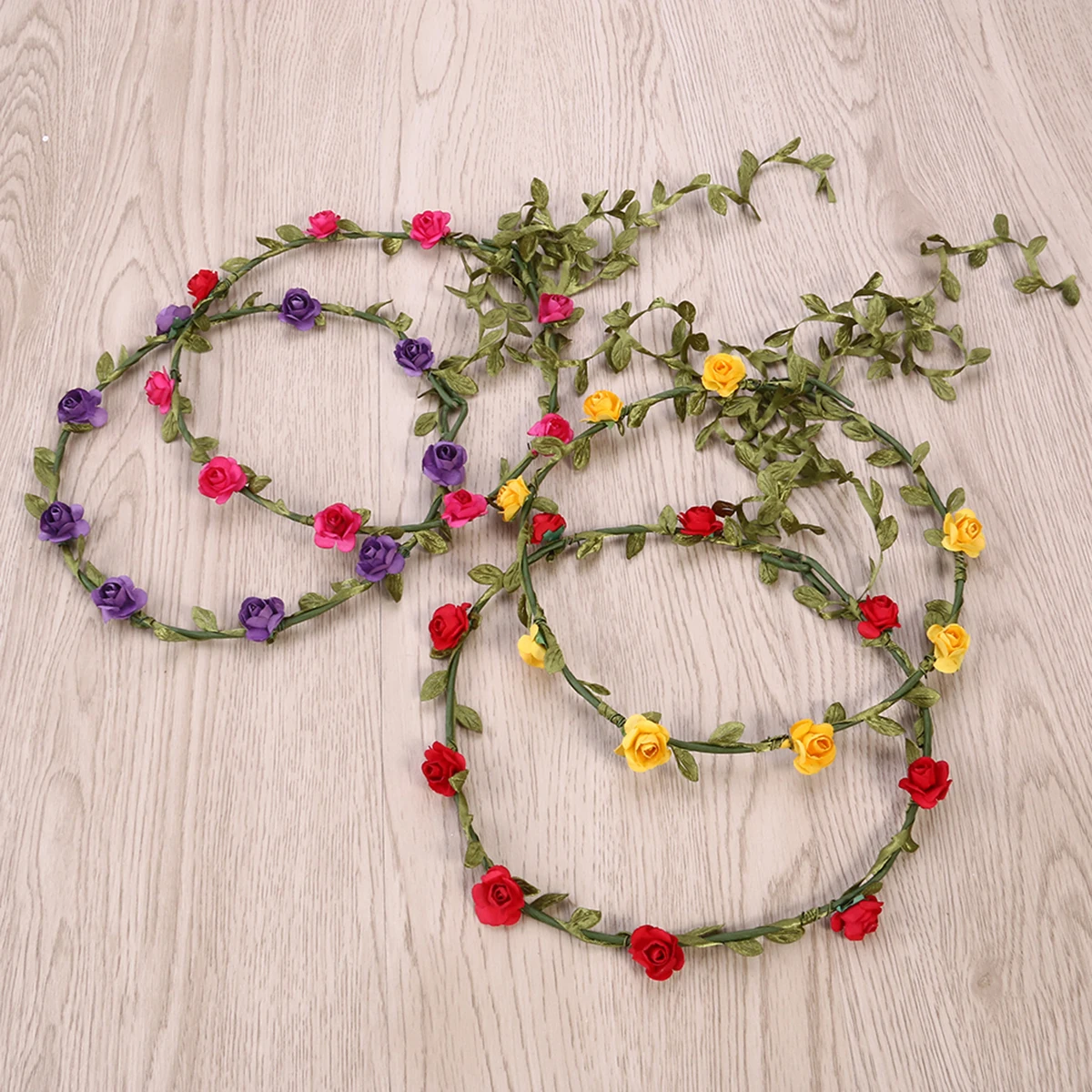 

10pcs Artificial Flower Headbands Stylish Hair Accessories for Women Girls Wedding Beach Parties Garland Bride