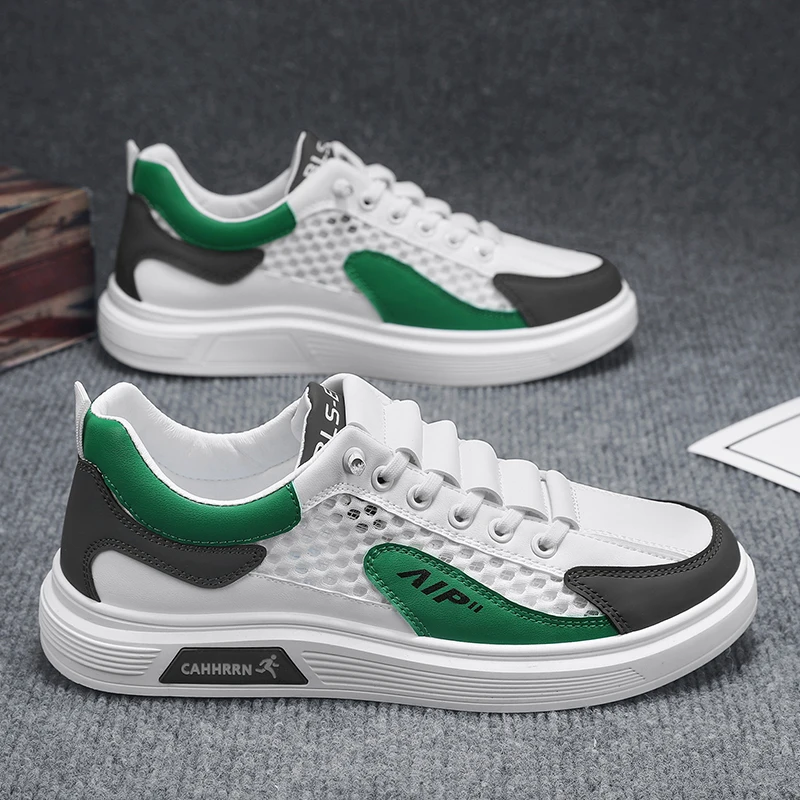 

Новые универсальные мужские кроссовки сезона 2026 – модные повседневные дышащие трендовые туфли на плоской подошве с цветными блоками для комфортного ношения