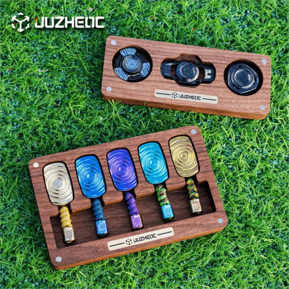 JUZHEN Caja de almacenamiento de bandeja giratoria Fidget de triple pantalla de madera maciza Estación de trabajo multifuncional