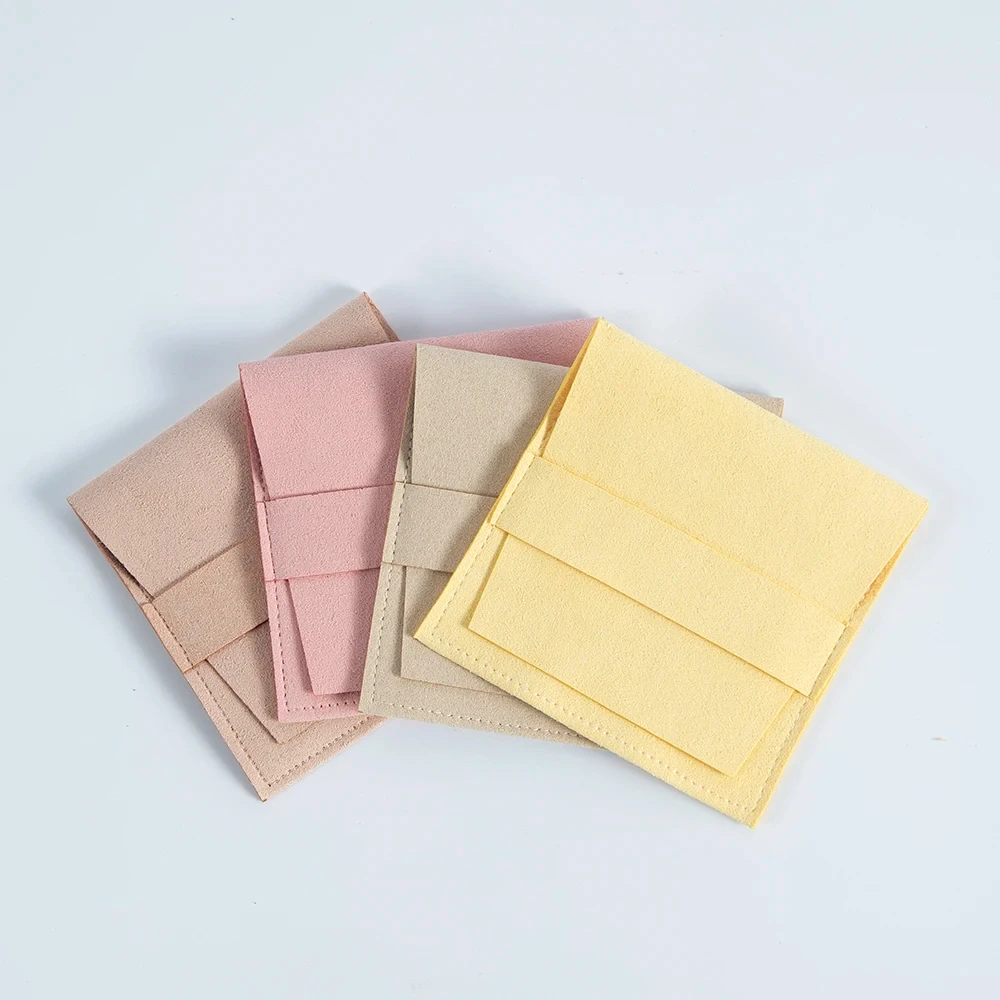 10 قطعة أكياس المجوهرات ستوكات الجلد المدبوغ مجوهرات حقيبة مغلف صغيرة مع حبل كيس التعبئة والتغليف للمجوهرات للخواتم حقائب هدايا الزفاف #5