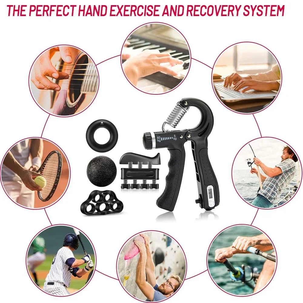 5-60Kg Adjustable Heavy Hand Gripper Hand Grip Strengthener Exercise Kit Fitness Hand Exerciser Grip Wrist Training For Patient