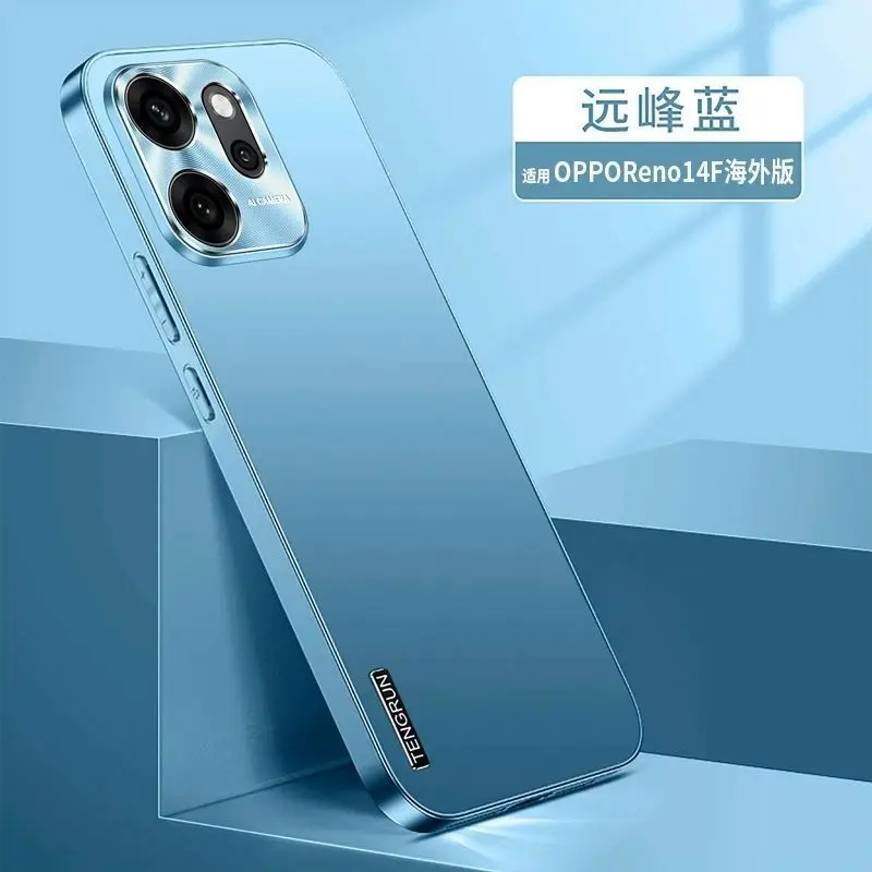 For OPPO Reno 14F 13F 14 13 pro Case Luxury full-coverage frosted metal lens PC Cover For OPPO Reno14F 5G Shockproof  Funda