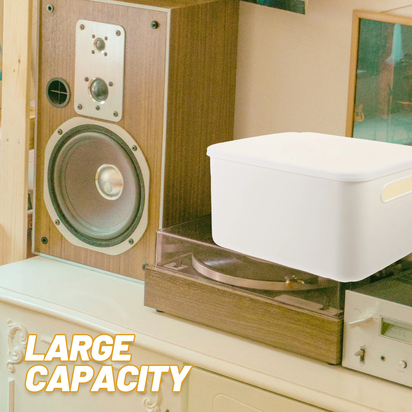 

1PC Large Capacity White Storage Size PP Material Desktop ganizer for Home Office Decorative Storage Bin