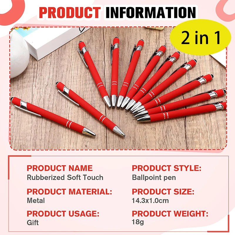 10-100Pcs Multifunction Ball Pen with Stylus Tip Soft Touch Screen Pen 2 In 1 Metal Ballpoint Pens