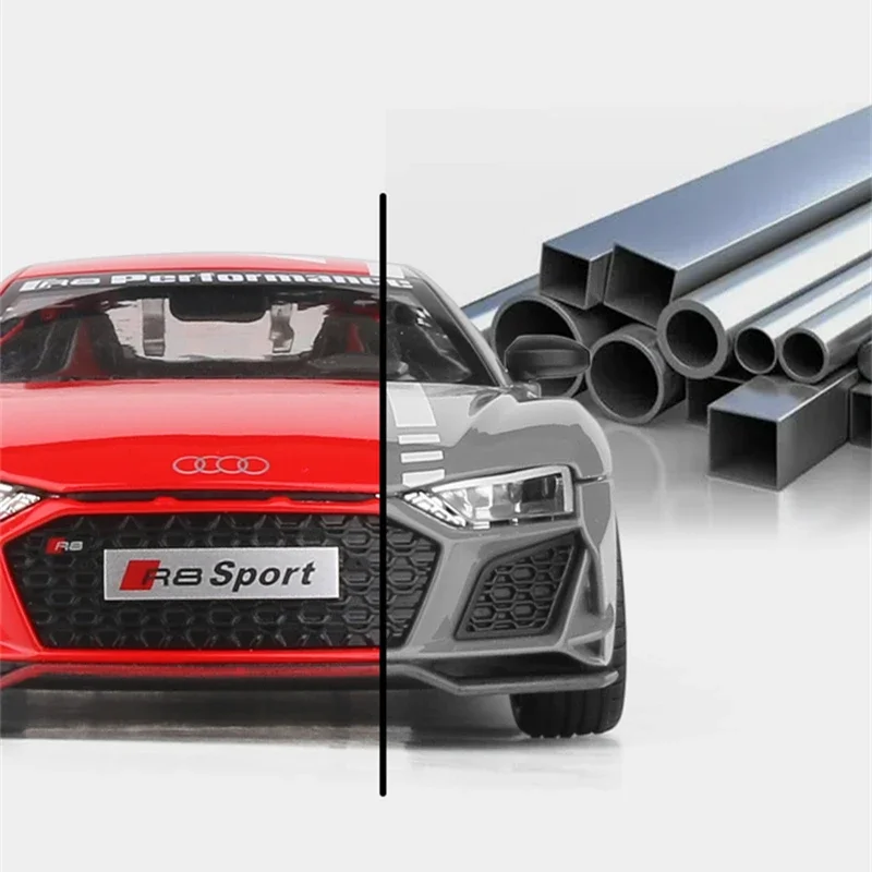 1:24 AUDI R8 V10 Plus Alloy Performance Model samochodu sportowego Diecast Metal Toy Model samochodu wyścigowego Symulacja dźwięku i światła Prezent