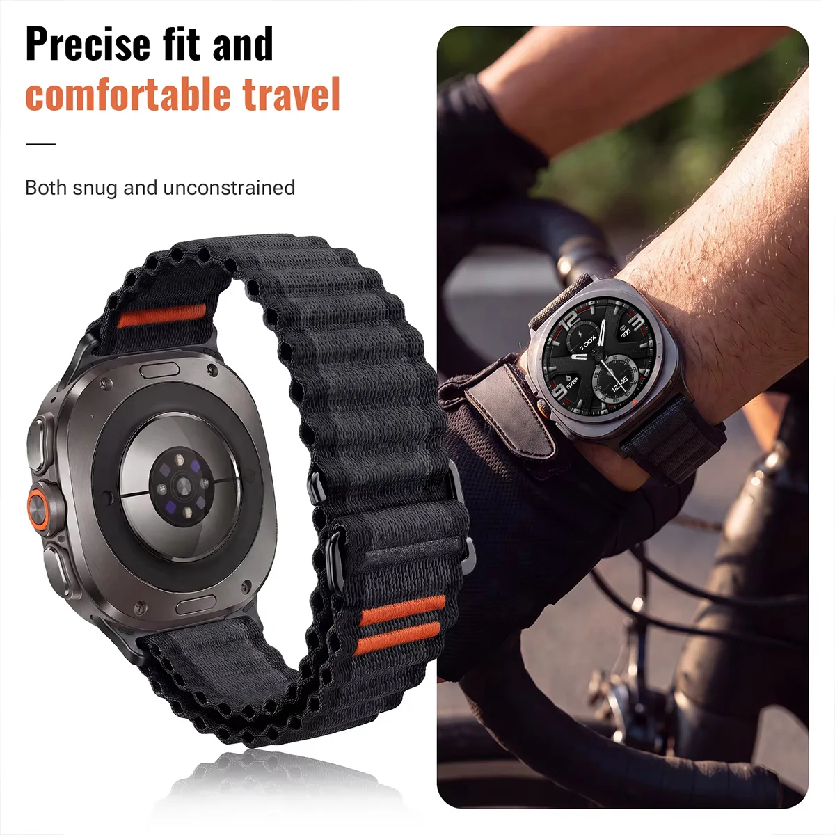 Trail Band For Samsung Galaxy Watch Ultra 2/2025/47mm Nylon Loop Strap For Galaxy Watch LTE 47mm No Gaps Smartwatch Accessories