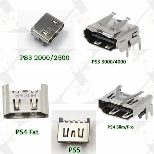 5 uds Compatible con HDMI para consola de juegos PS3 Slim CECH-2K/3000/4K puerto Compatible con HDMI para PS4 Fat/SLIM/PRO PS5 toma de carga