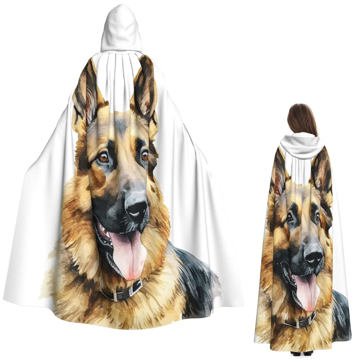 

Акварельная немецкая овчарка, длинный плащ с капюшоном, ведьма, средневековый костюм, накидка для косплея, Хэллоуин, вечеринка, для взрослых, унисекс