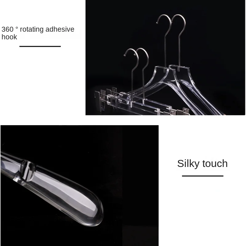 10pcs Transparent Acrylic Clothes Man Woman Child Hanger Pants Clips Wardrobe Hangers Clothing Hangers Coat Wardrobe Organizer