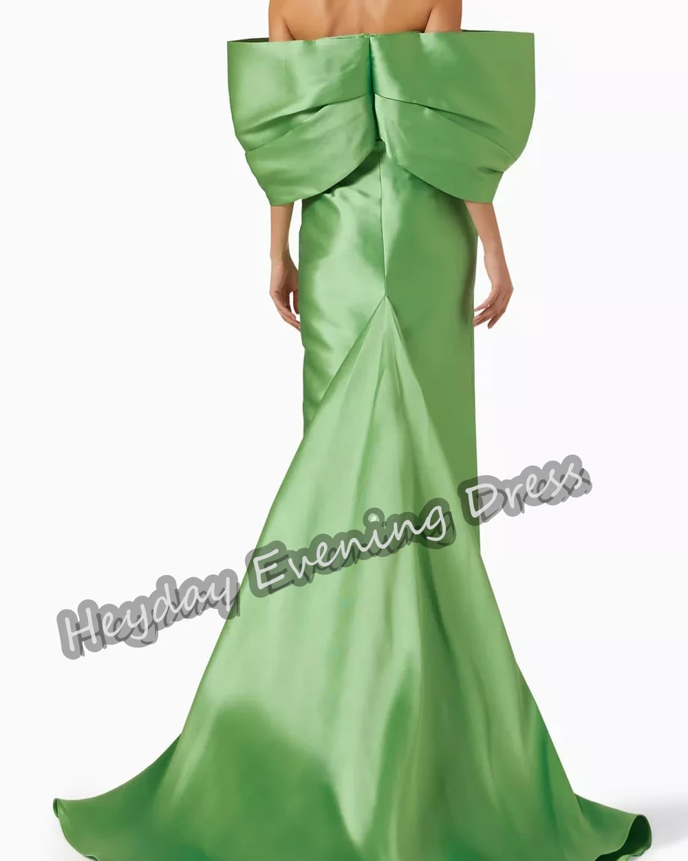 Heyday Satin Off-the-shoulder Saudi Arabia Short Sleeves Prom Gown Floor Length Elegant Evening  Sexy Party Dress For Women 2024