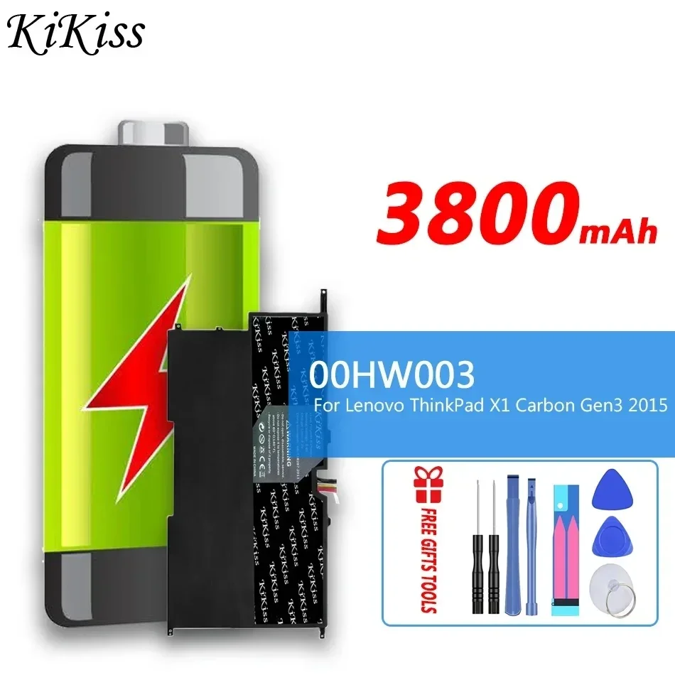 

3800mAh KiKiss Powerful Battery 00HW003 For Lenovo ThinkPad X1 for Carbon Gen3 2015 x1 2014 gen2 00HW002 45N1702 Laptop Batteria