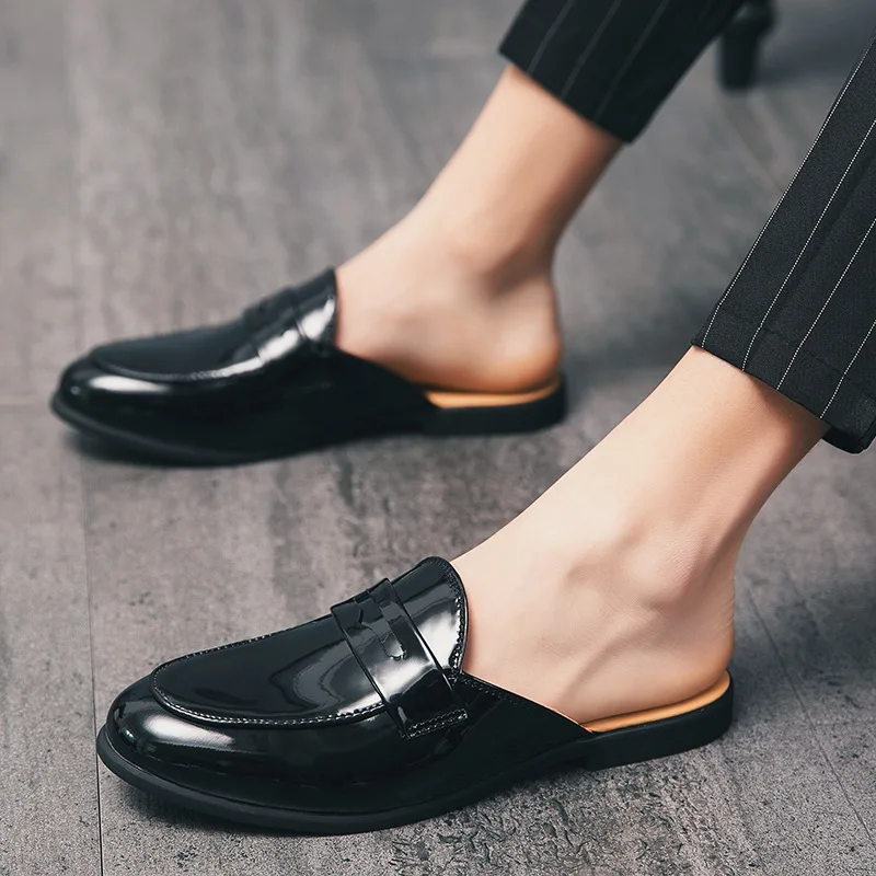 

Men's Comfortable Leather Slippers Summer Breathable Casual Loafers Fashion Men Black Non-slip Moccasins 2026 Zapatos De Hombre