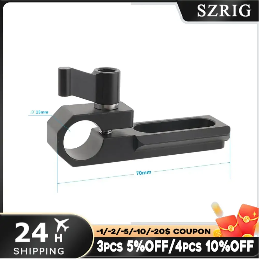 SZRIG Single 15mm Rod Clamp with NATO Rail Black Wingnut For Photo Studio Accessory