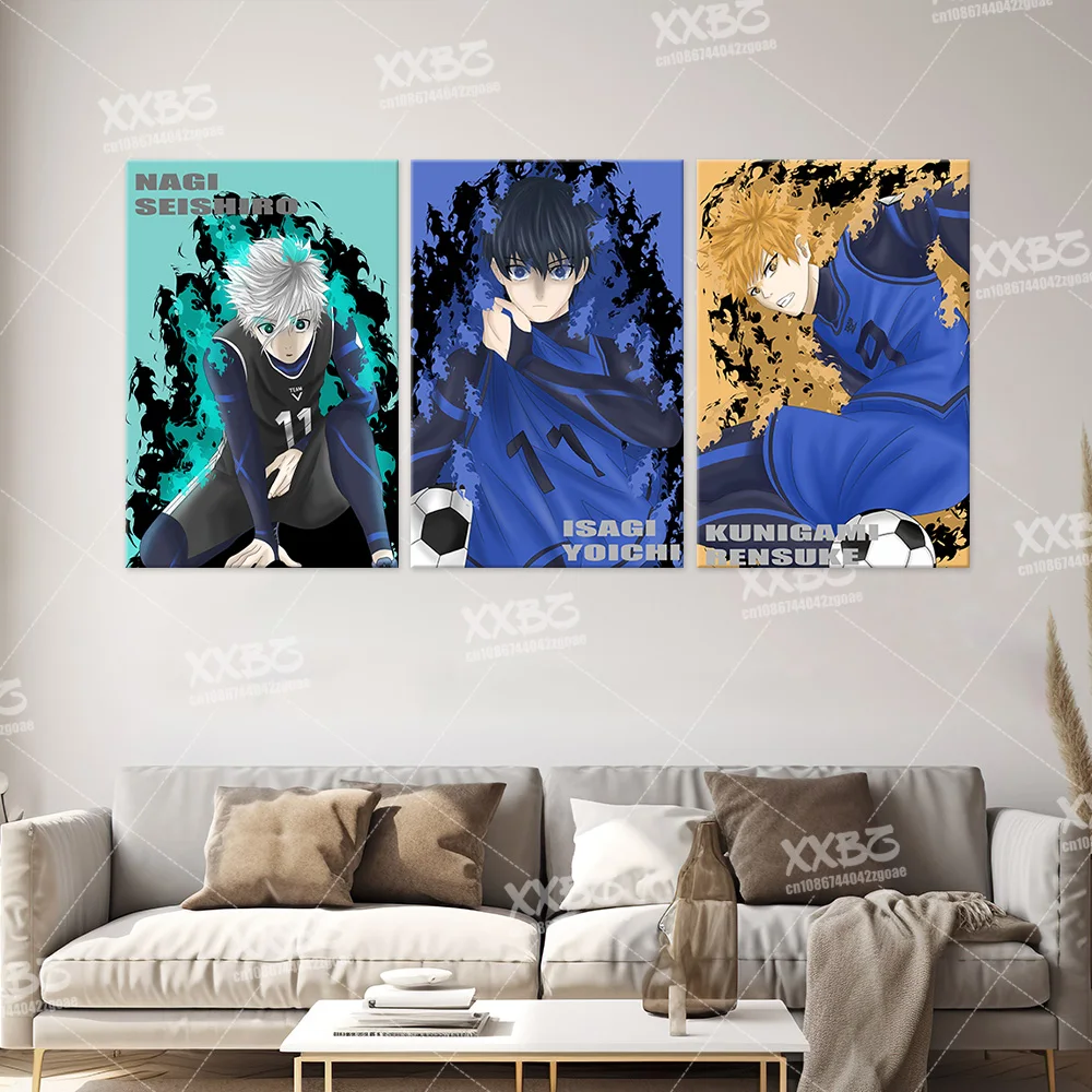 Blue Lock Canvas Home Decor Prints Painting Football Anime Poster Isagi Yoichi Wall Art Pictures For Rin Itoshi No Frame Mural