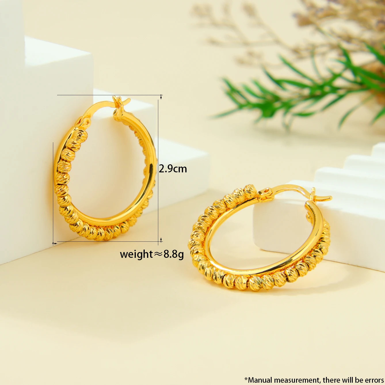 Arabische Mode Clip-Ohrringe 21k Vergoldet Dubai Hochwertige Quadratische Perlen Kreisförmige Ohrringe Oman Frauen Hochzeit Party Schmuck – Detail 8