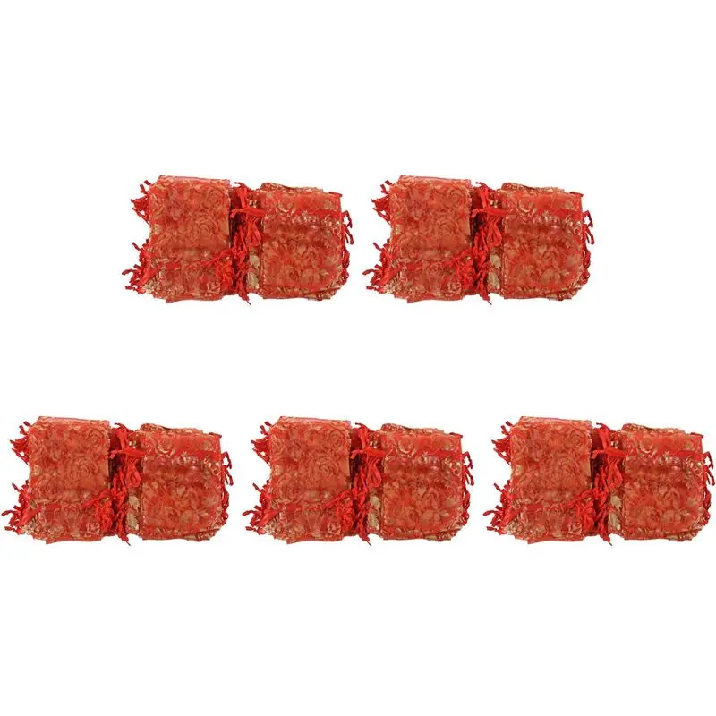 

LICE-500 шт. 7x9 см, красные подарочные мешочки из органзы с завязками для украшений, свадеб, Рождества, вечеринок