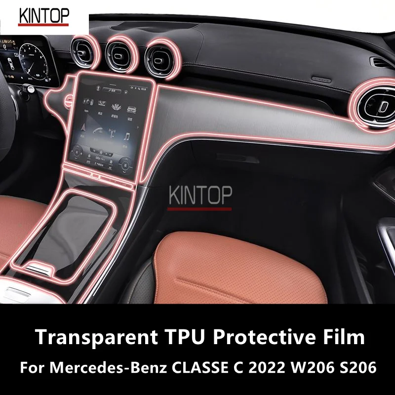 For Mercedes-Benz CLASSE C 22-23 W206 S206 Car Interior Center Console Transparent TPU Protective Film Anti-scratch Repair Film