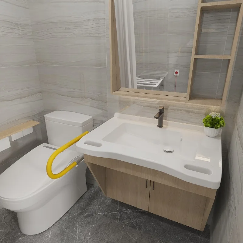

Elderly Bathroom Cabinet Nursing Home Senior-friendly Bathroom Remodeling Integrated Basin Cabinet with Handle