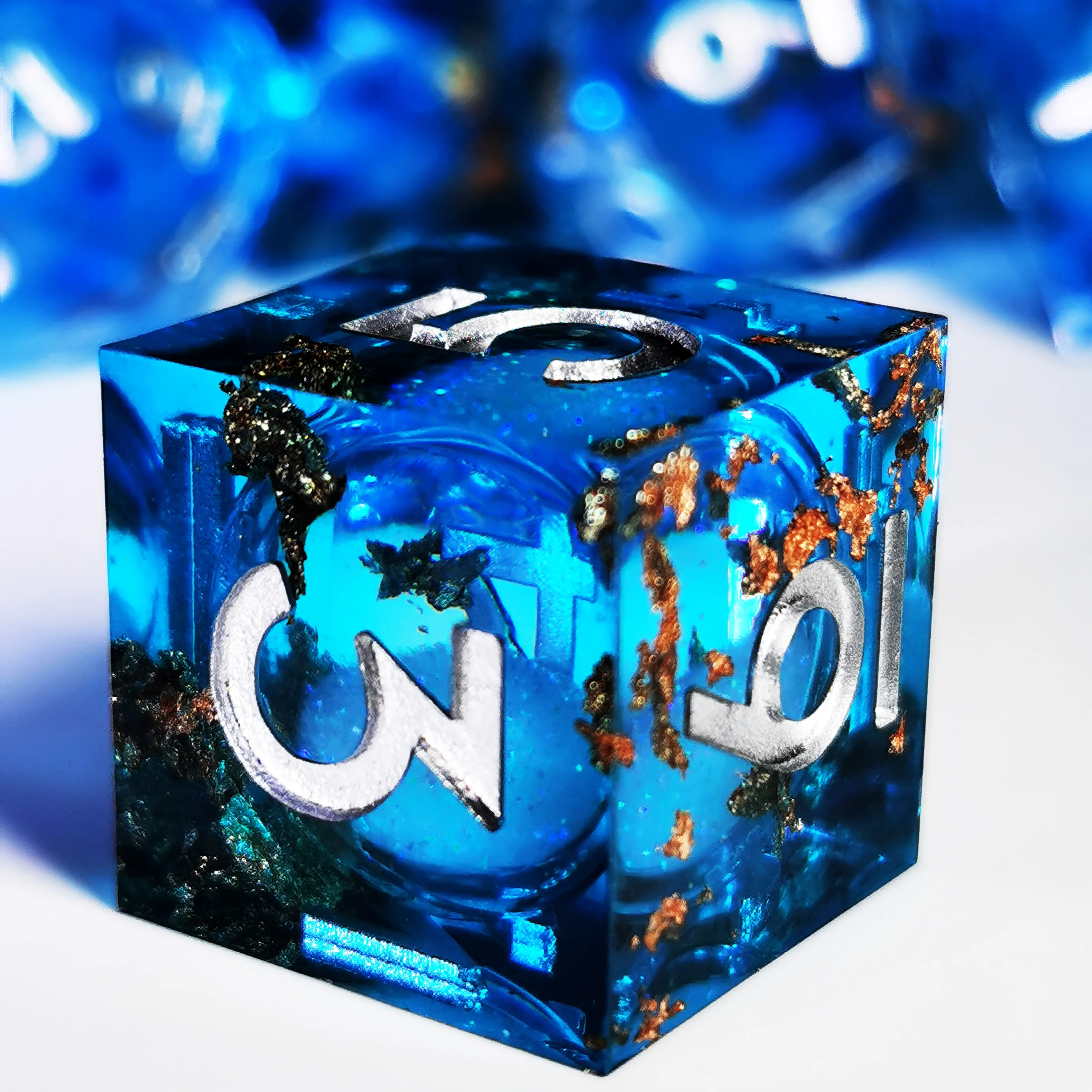 Blue Sandstorm DnD Dice Set - 7 Piece Resin Polyhedral Dice for D&D, Glitter Swirl Effect RPG Dice