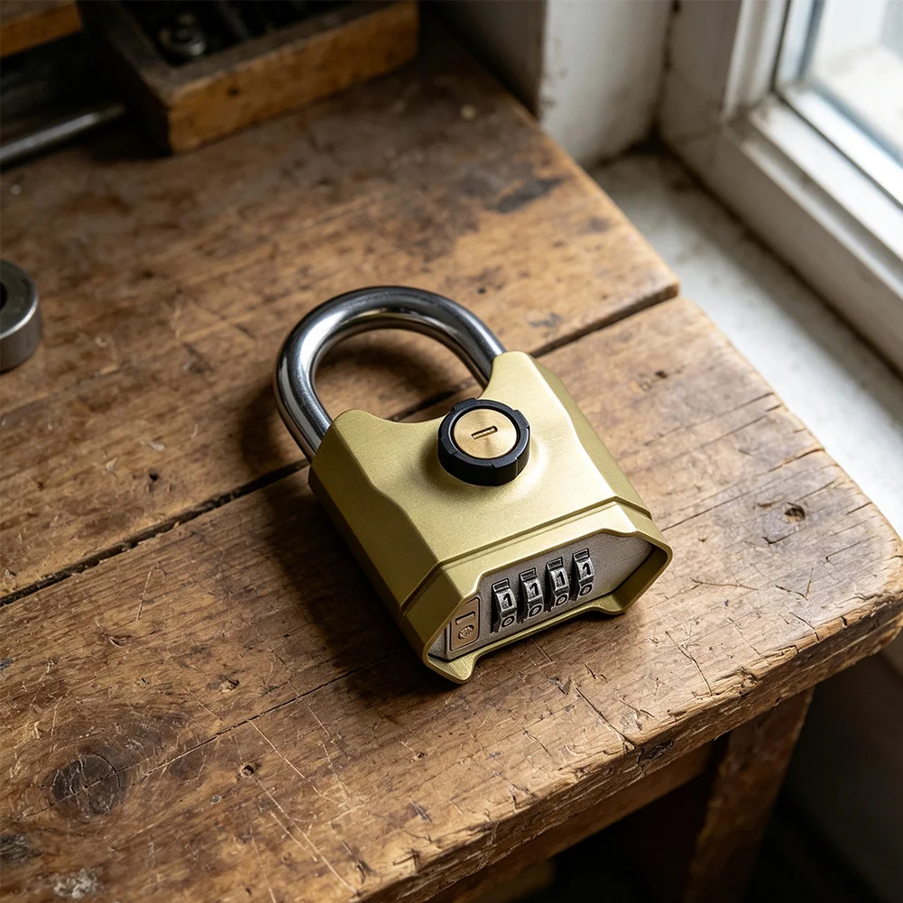 Resettable 4-Digit Weatherproof Padlock Zinc Alloy Body with Smooth Dials for Low Light Operation and Durability