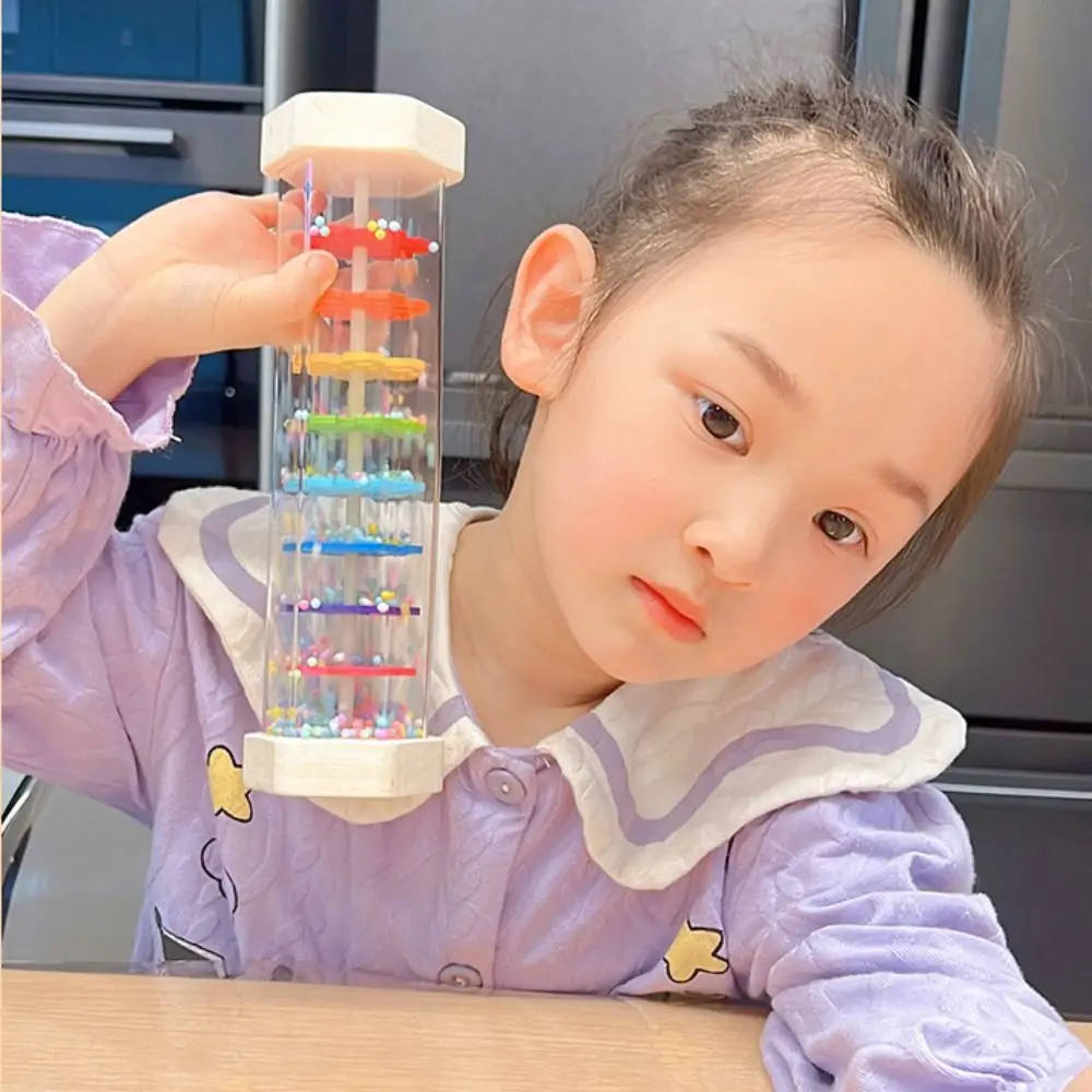 Wooden Rain Stick Musical Toy Rain Stick Rattles Kids Rain Rainmaker Hand Shaking Rain Sound Simulation Rain Sound Toy Children