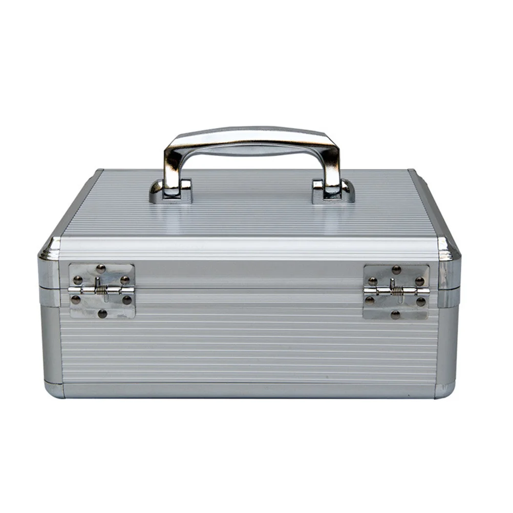 

Silver Portable Aluminum Alloy Cash Box Small Size Organizer with Handle for Coins Keys Valuables Cash Box