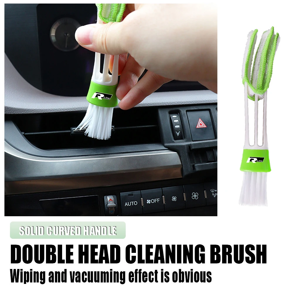 Portable Car Air Vent Cleaning Brush Mini Double-end Micro Fiber Removable Cloth Cover Auto Cleaner Tool For Volkswagen VW Rline