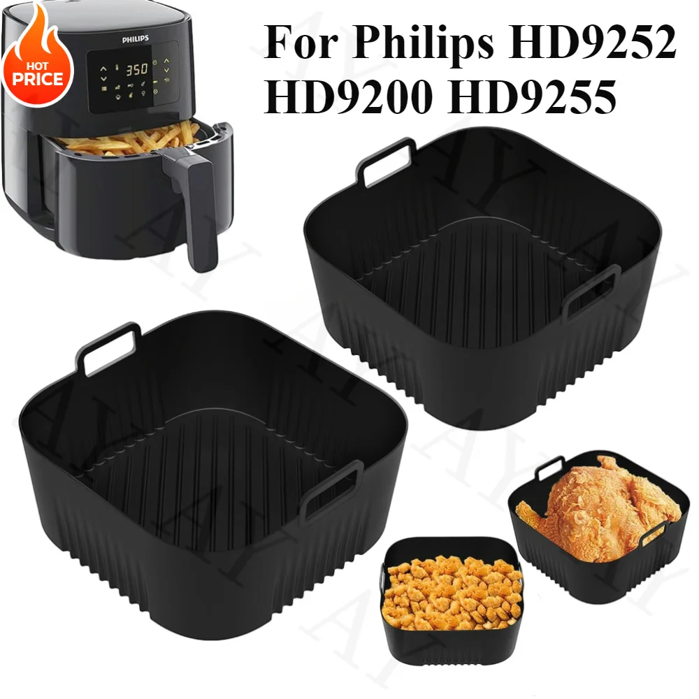 Reusable Air Fryer Liners Silicone Baking Tray for Philips HD9252 HD9200 HD9255 Air Fryer Non-Stick Easy Clean Up for Ovens