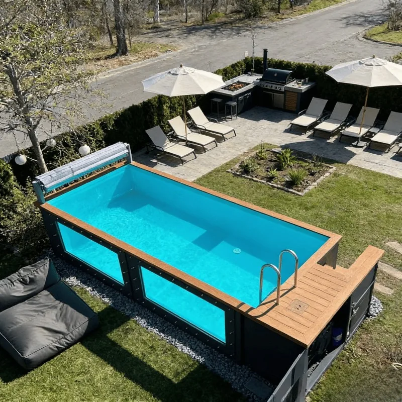 Container Swimming Pool 20ft 40ft Fiberglass Portable with Acrylic Glass Window