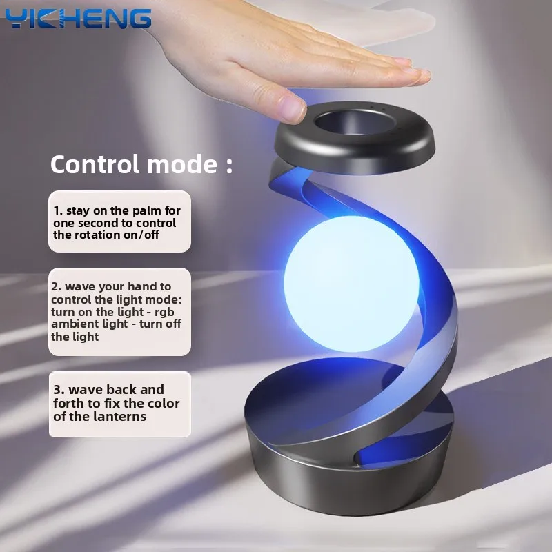 RGB Intelligent Visual Suspension Rotating Colorful Atmosphere NightLight Mobile Phone Wireless Charging Desk Lamp Camping Light