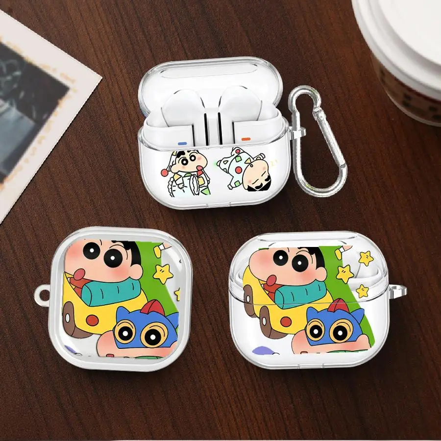 Case For Samsung Galaxy Buds 3 FE 4 Pro 2 Live 4Pro 2Pro 3Pro Clear Earphone Cases Cover With Hook Cute Crayons Shinchan view 2