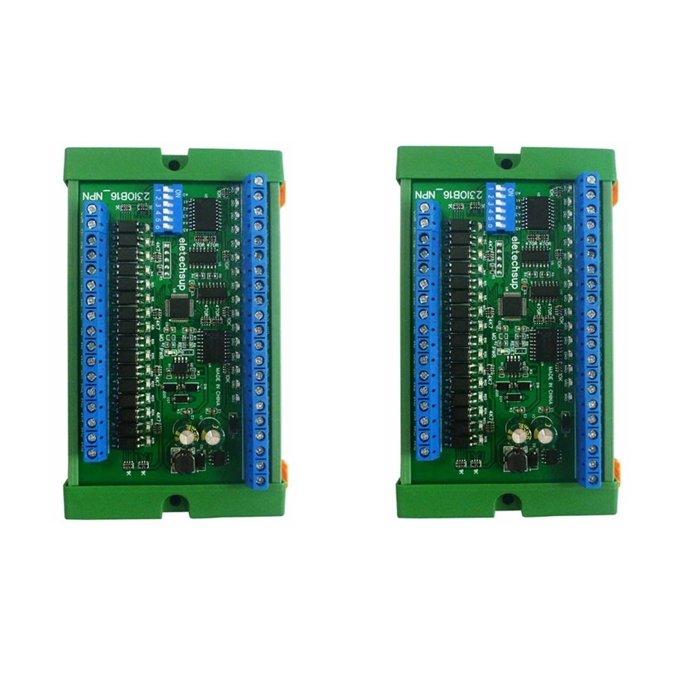 

2 PCS DC12V 24V 16CH NPN Optically Isolated Input & 300MA Solid State Relay Output RS485 PLC IO Expansion Board