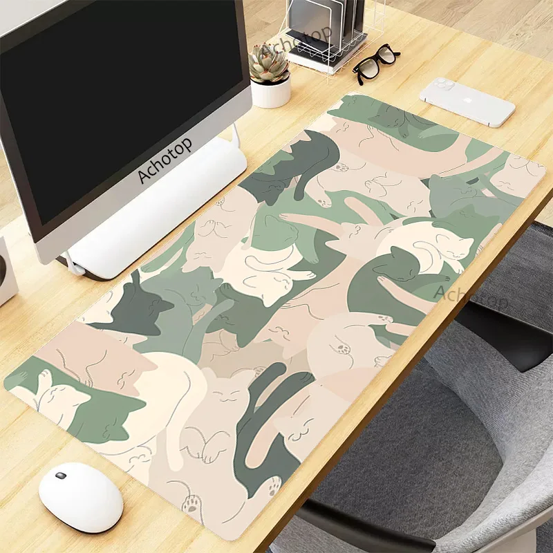 Süße Katze große Gaming Mouse pad xxl Gamer Mauspad 900x400 Größe für Büro lange Tisch matte Kawaii Schreibtisch für Teen Mädchen für Schlafzimmer