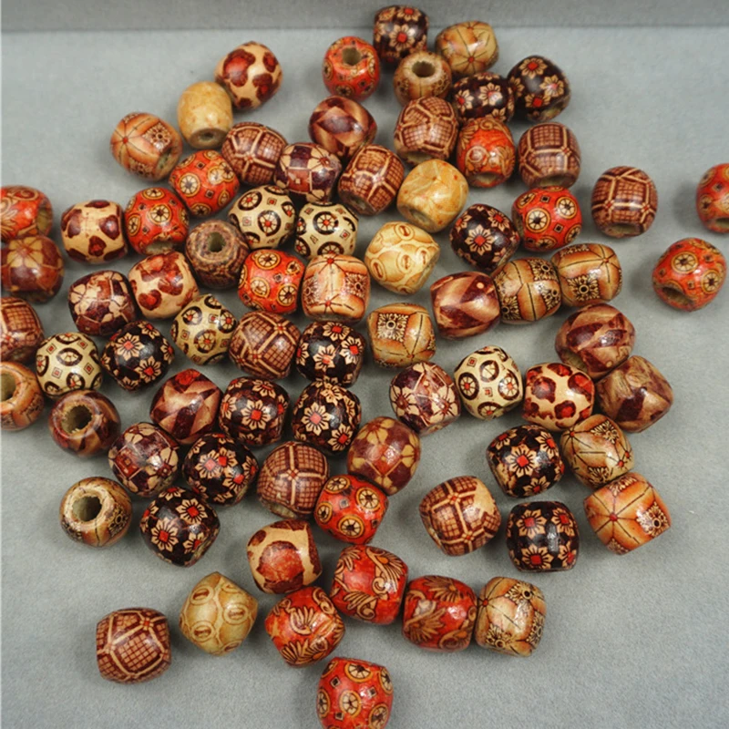 50-100pcs/Lot 10mm 12mm 17mm Vintage Big Hole Beads for Jewelry Making Wooden Beads DIY Bracelet Necklace Hair Bead Wholesale