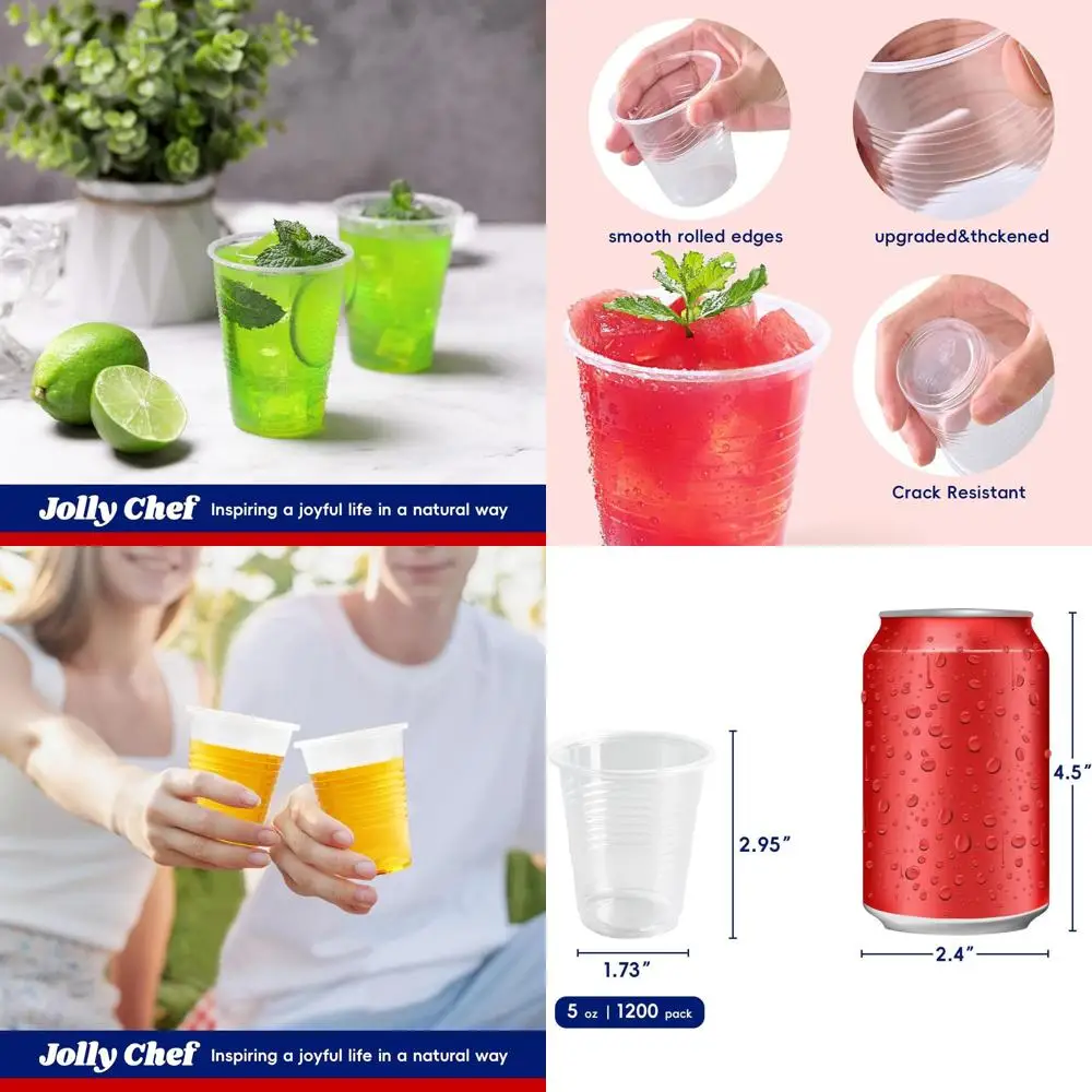 

120 прозрачных пластиковых стаканчиков по 5 унций для холодного кофе, смузи, молочных коктейлей и других холодных напитков